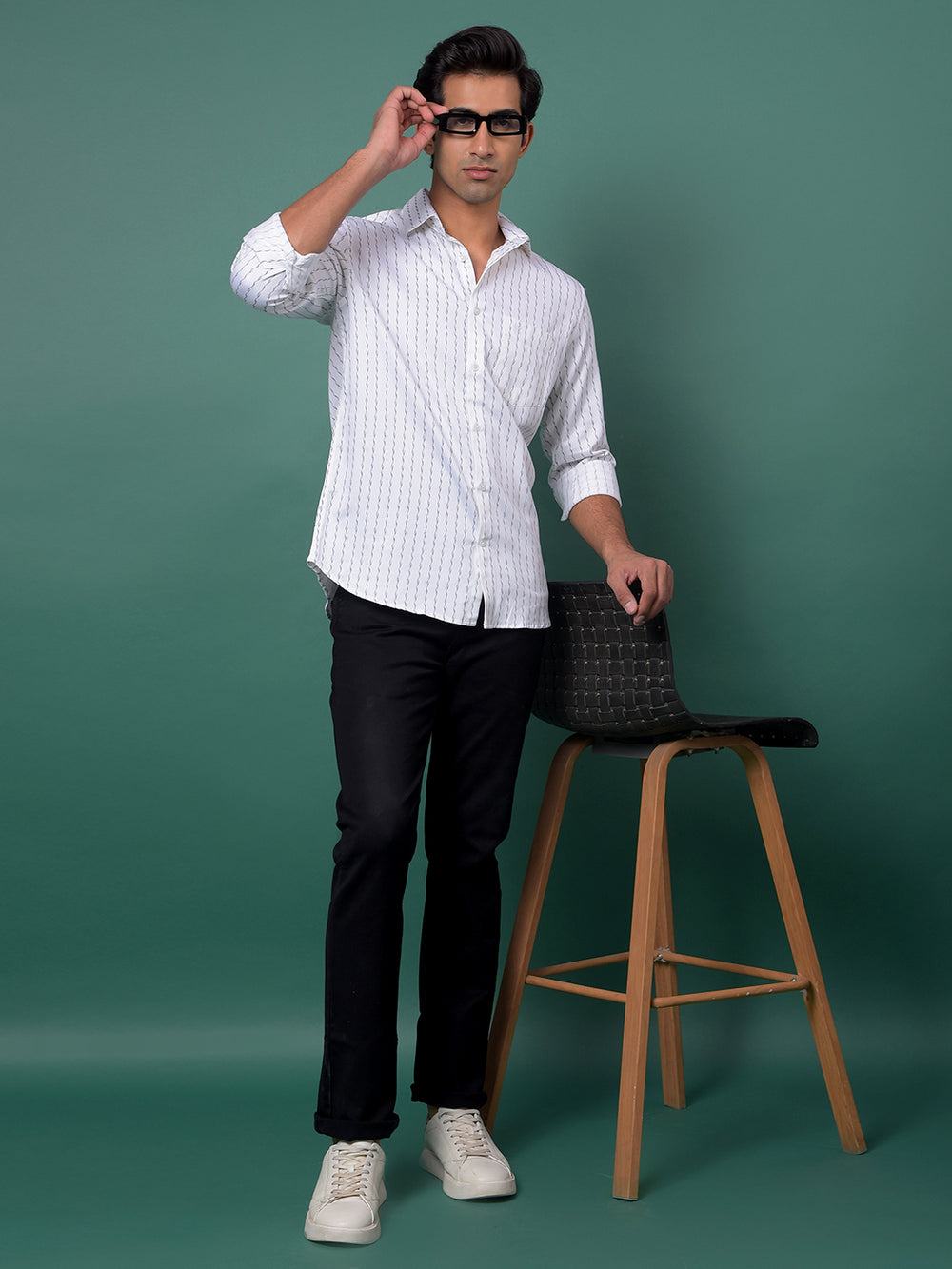 White Vertical Stripes Shirt