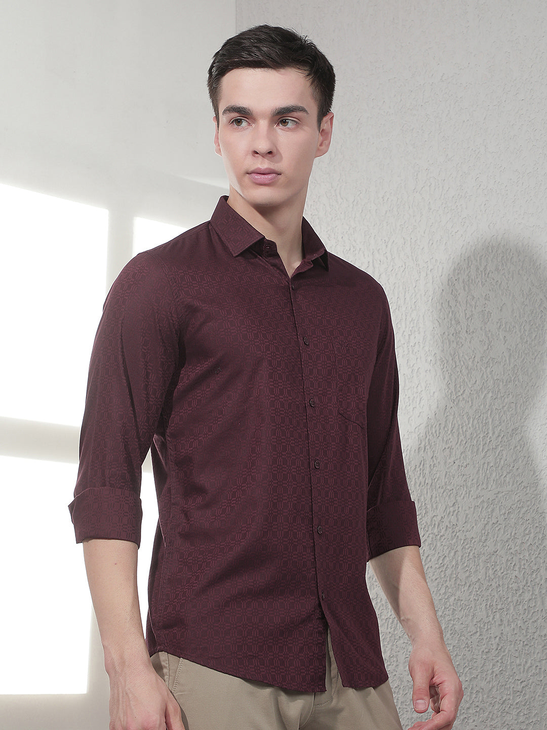 Maroon Abstract Print Shirt