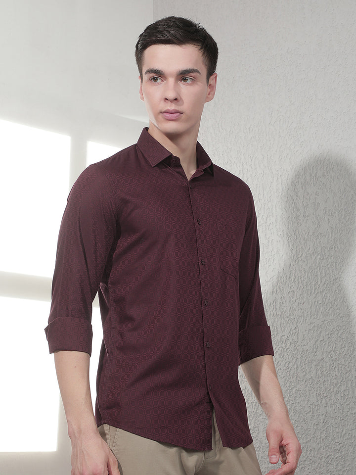 Maroon Abstract Print Shirt