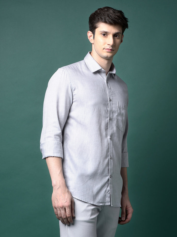 Grey Linen Shirt-Men Shirts-Crimsoune Club