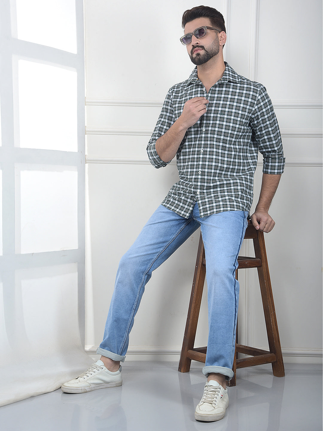 Ignite Forest Checked 100% Cotton Shirt