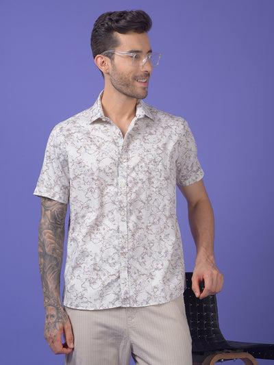 White Printed 100% Cotton Shirt