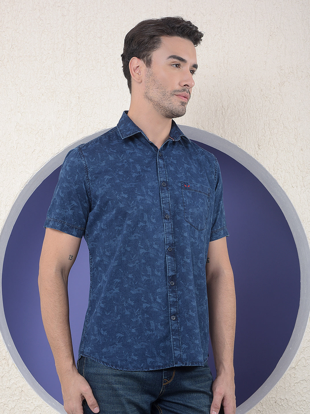 Printed 100% Cotton Blue Shirt