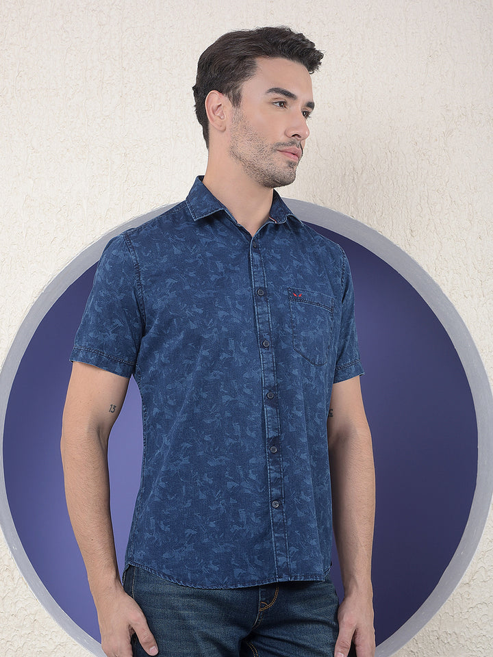 Printed 100% Cotton Blue Shirt