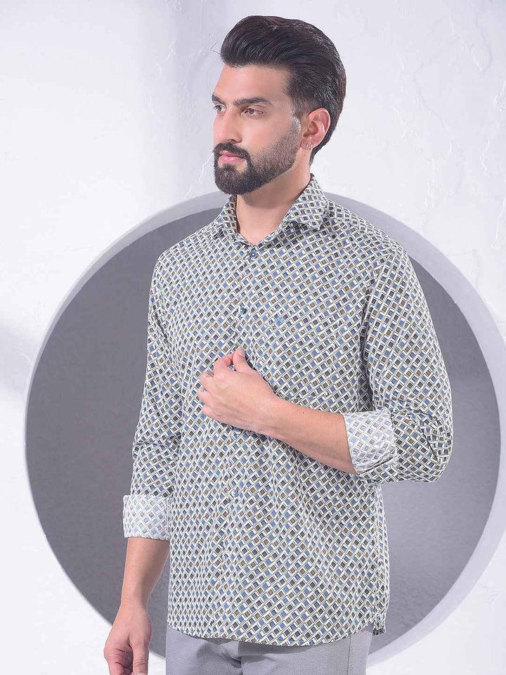 Blue Printed Modal Shirt