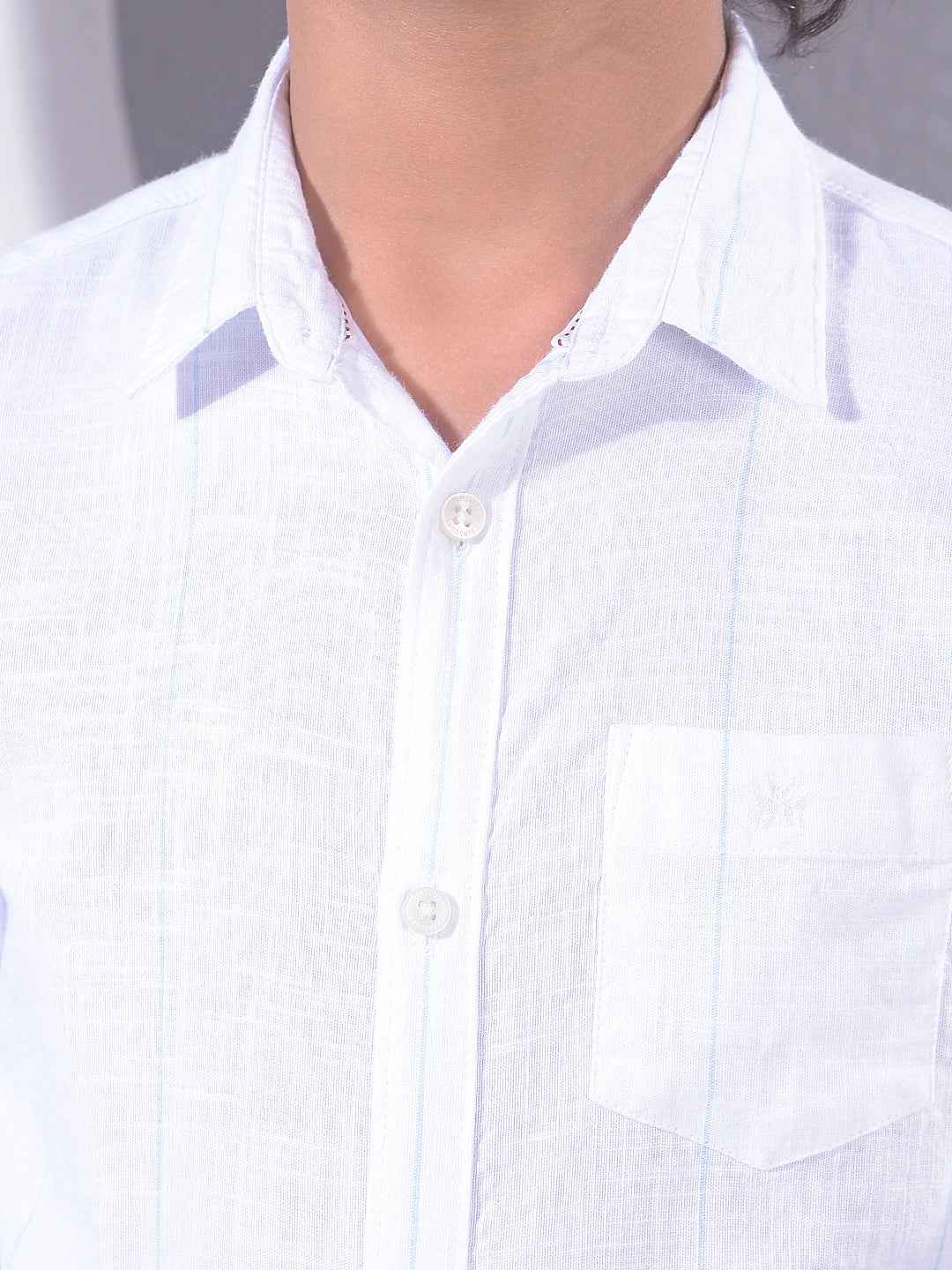 White Vertical Stripes 100% Cotton Shirt