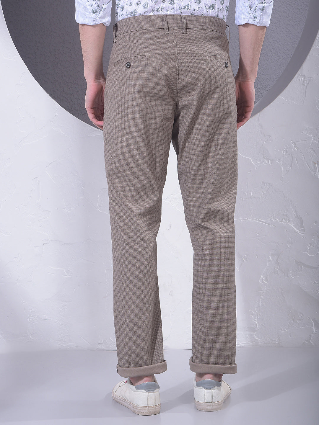 Classic Khaki Checked Trousers