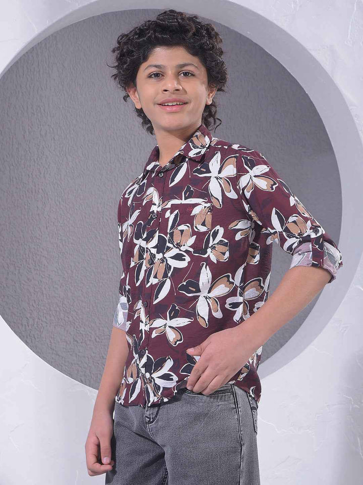 Brown Floral Print Shirt