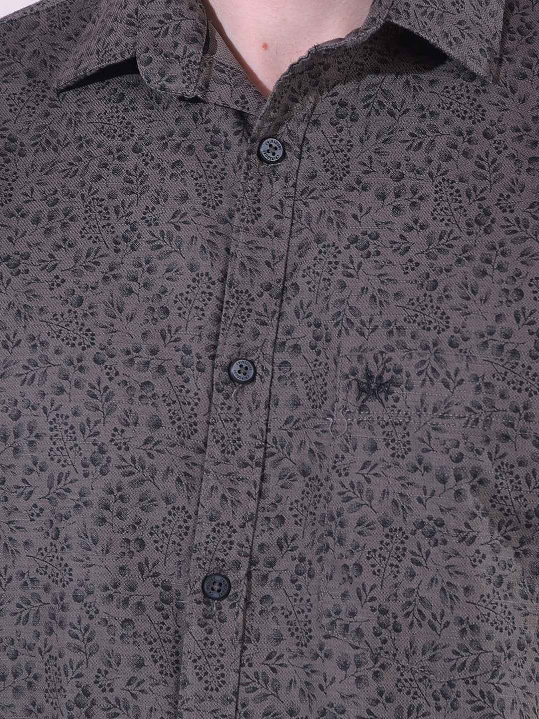 Grey Floral Print Shirt