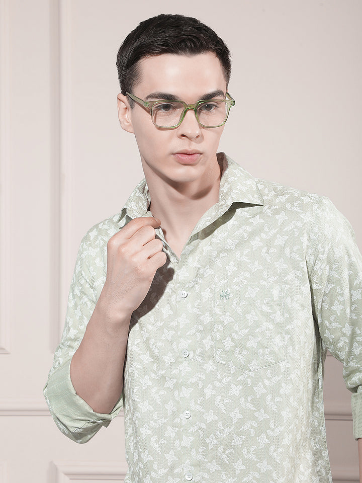 Green Floral Print Shirt