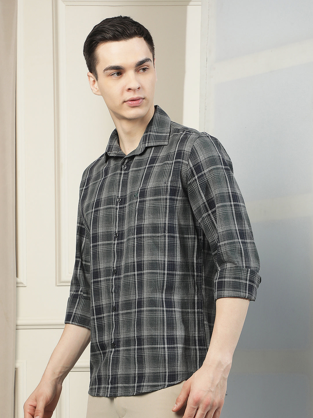 Fern Green 100% Cotton Checked Shirt