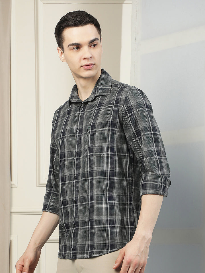 Fern Green 100% Cotton Checked Shirt
