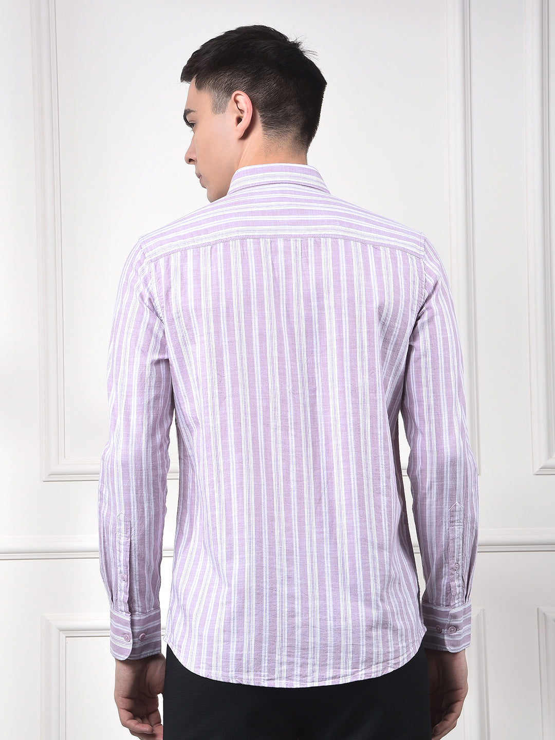 Purple Vertical Stripes 100% Cotton Shirt