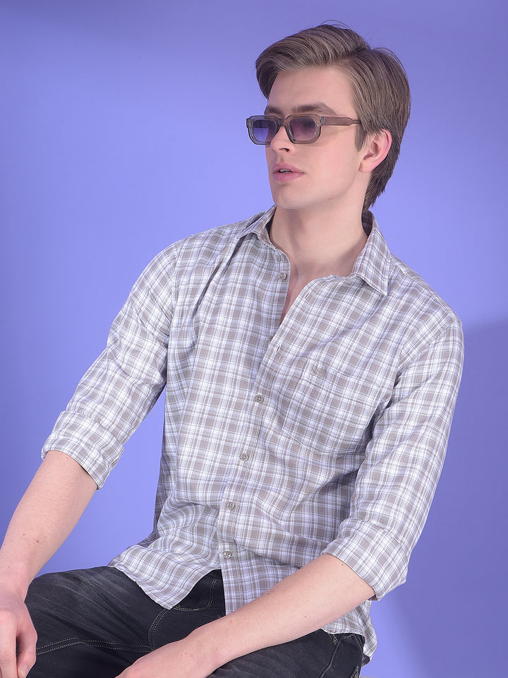 Grey Checked 100% Cotton Shirt