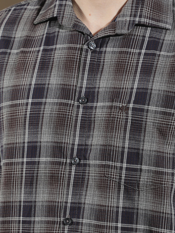 Brown 100% Cotton Checked Shirt