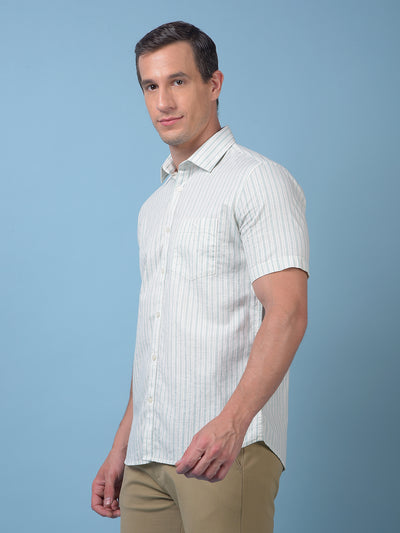 Green Vertical Stripes 100% Cotton Shirt