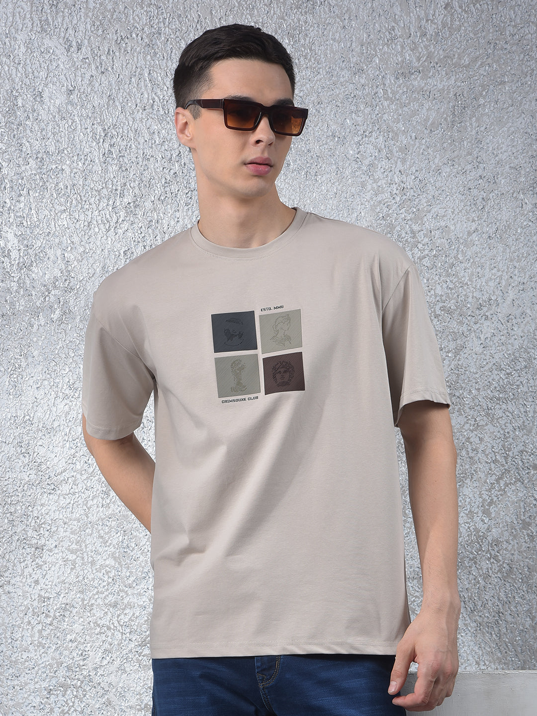 Beige Graphic Print T-Shirt