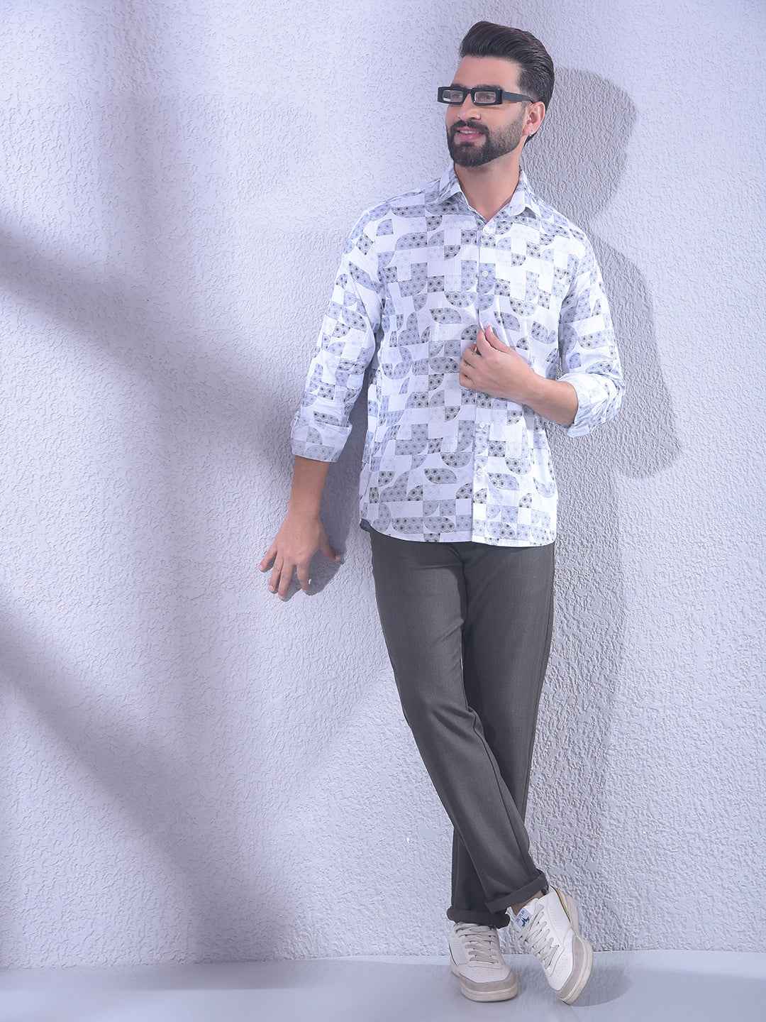 Blue Printed 100% Cotton Shirt