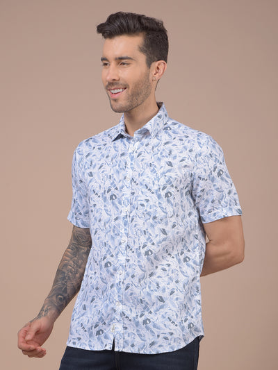 Blue Printed 100% Cotton Shirt