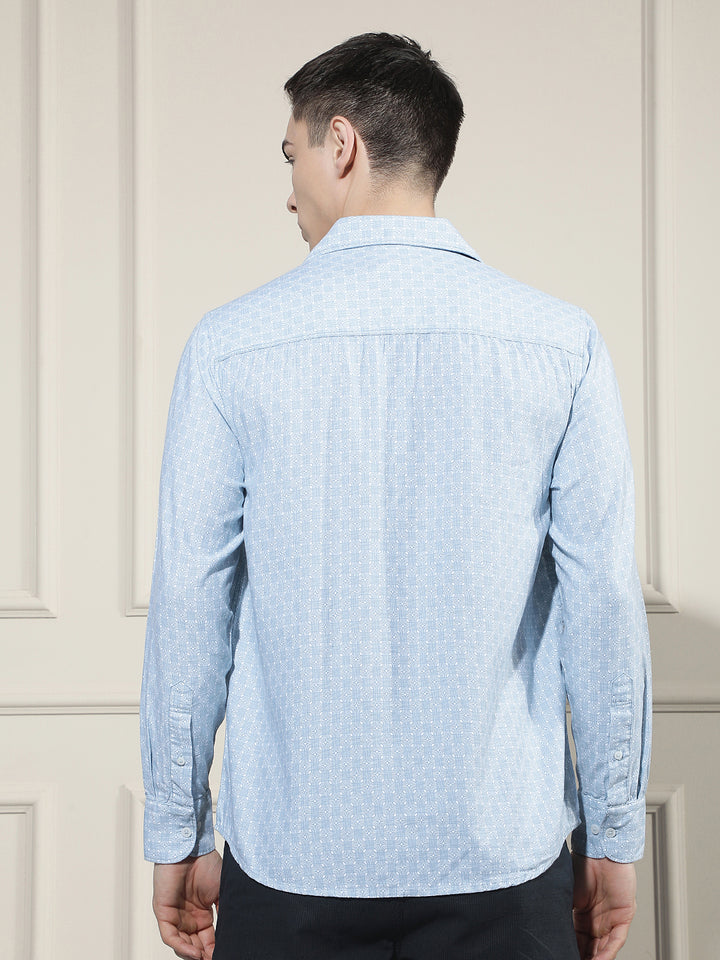 Tailored Coastal Blue Printed Shirt