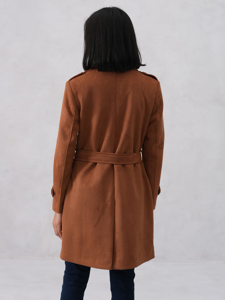 Brown Notched-Lapel Over-Coat
