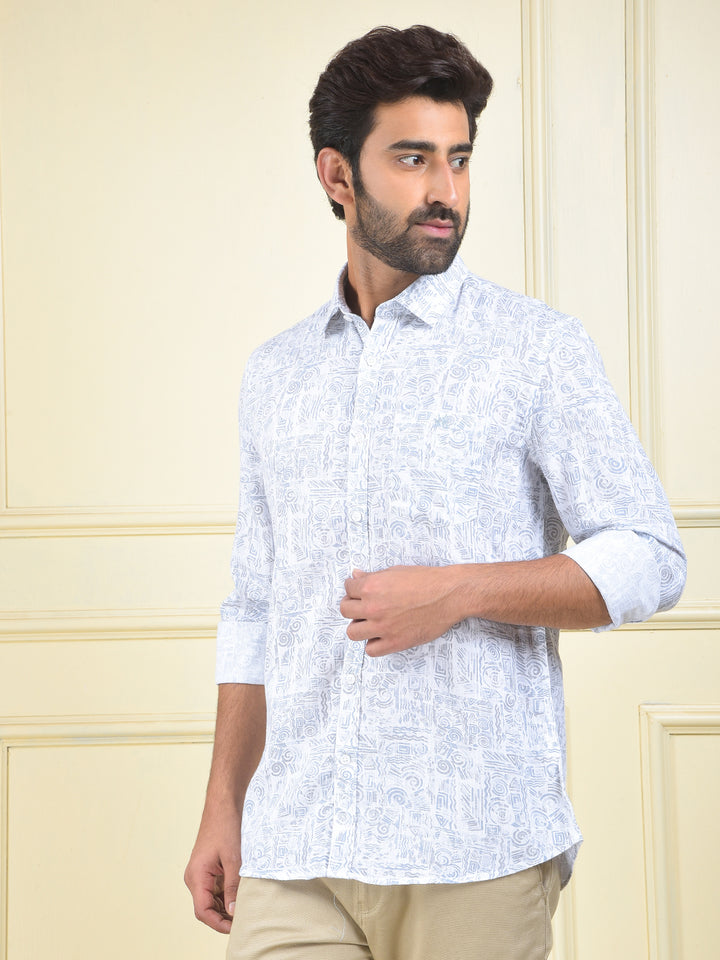 Grey Printed 100% Cotton Shirt