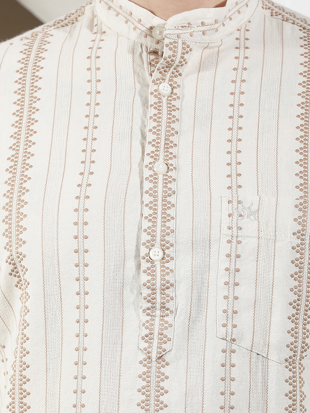 Brown Vertical Striped Kurta