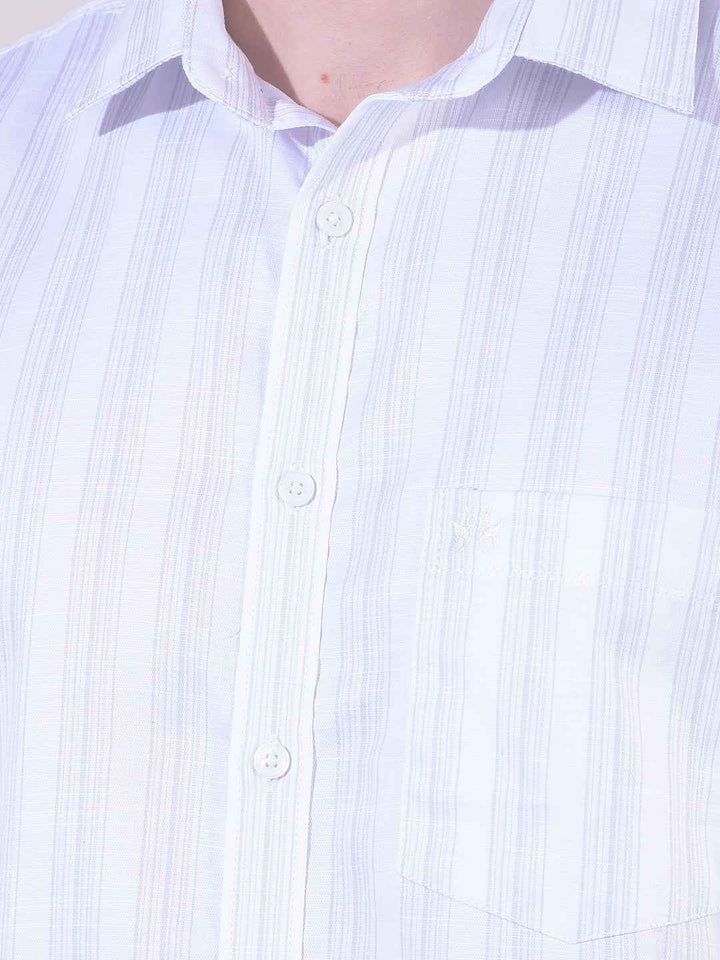 White Vertical Stripes 100% Cotton Shirt