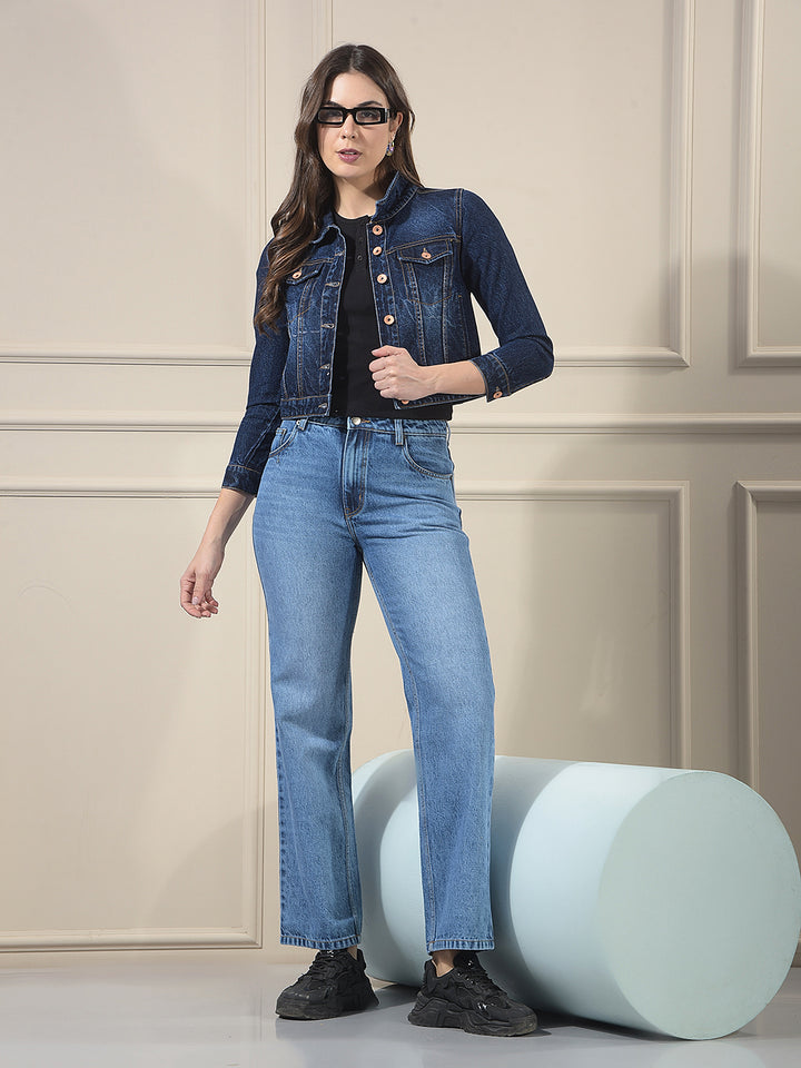 Blue 100% Cotton Straight Jeans