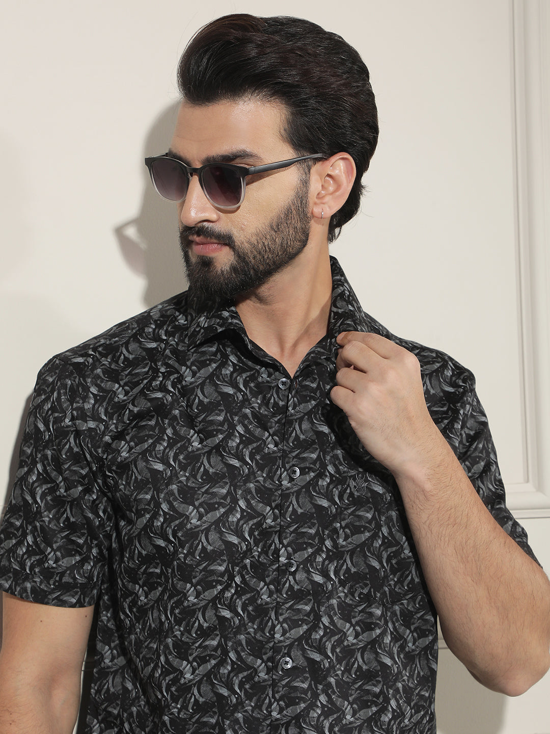 Black Printed 100% Cotton Shirt