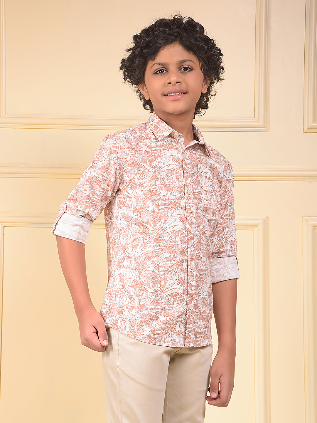 Red Floral Print 100% Cotton Shirt