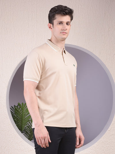 Beige Polo-Neck T-Shirt