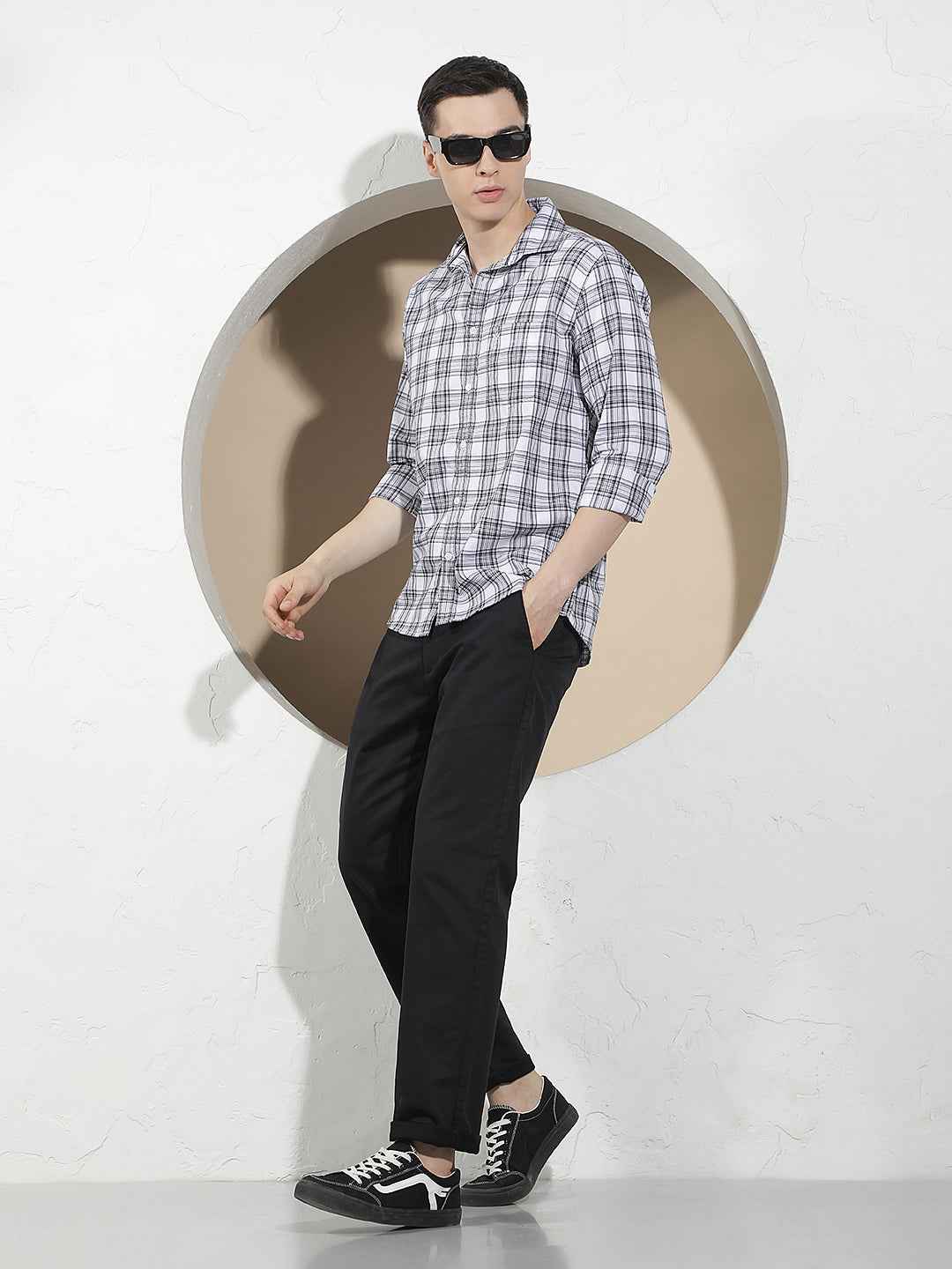 White Checked 100% Cotton Shirt