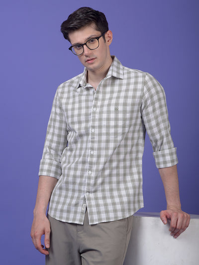 Olive Checked 100% Cotton Shirt