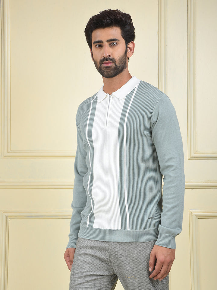 Green Vertical Stripes 100% Cotton T-Shirt