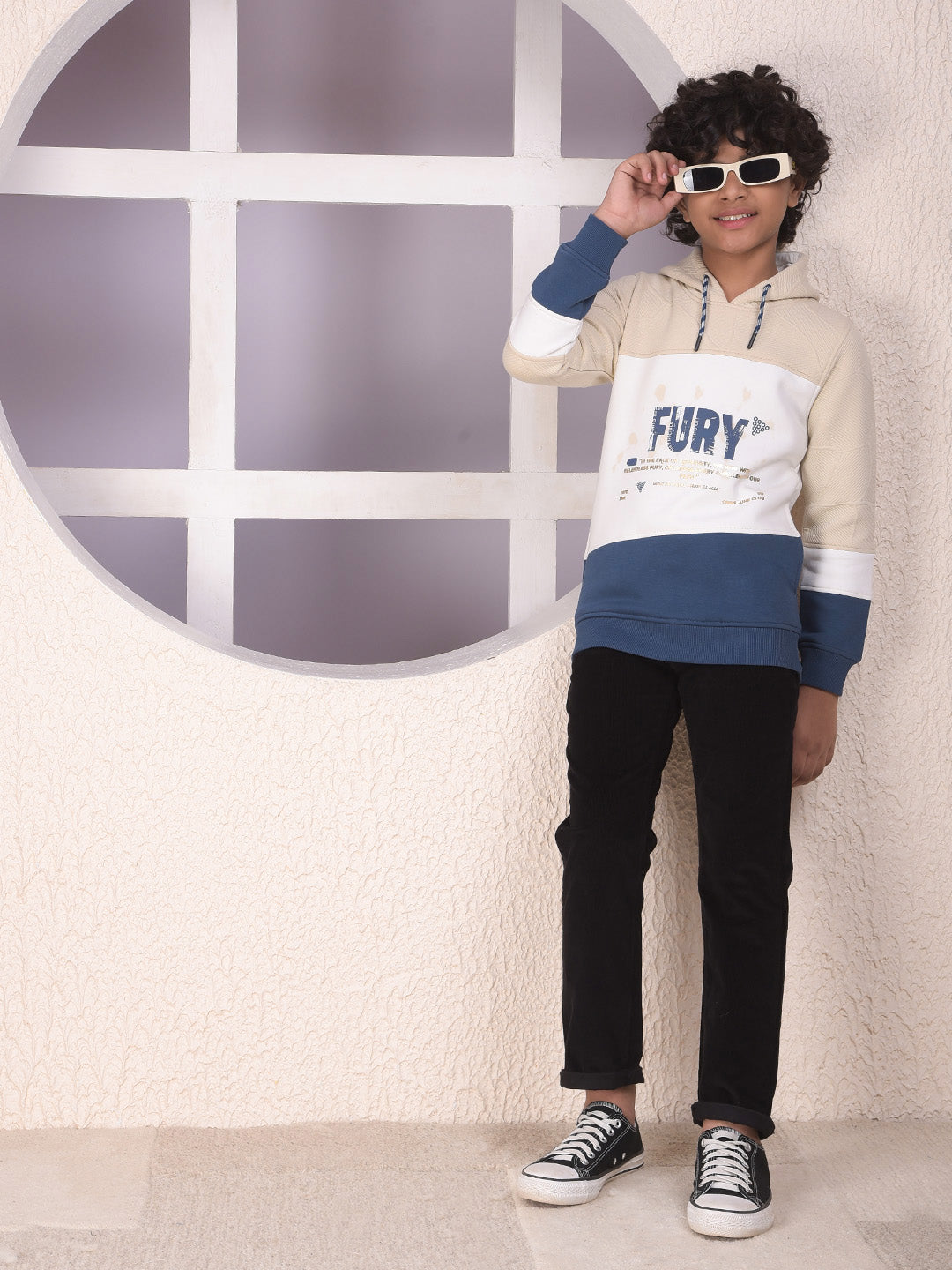 Color-Block Hooded Neck Sweatshirt