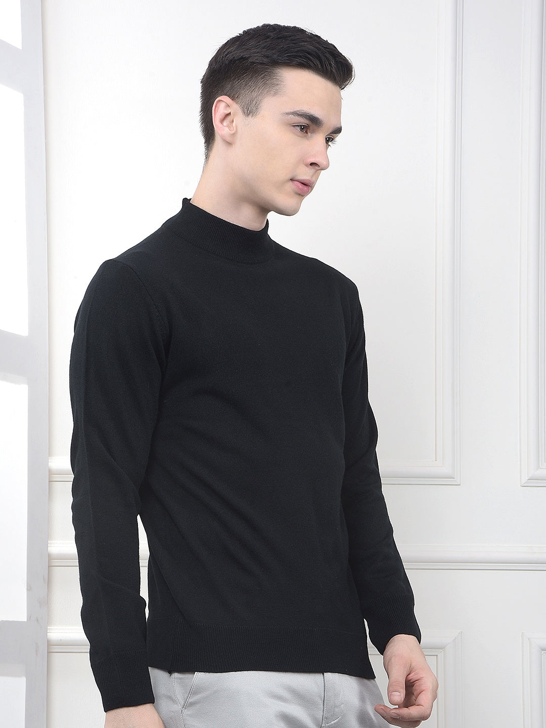 Black High-Neck Knitted Sweater