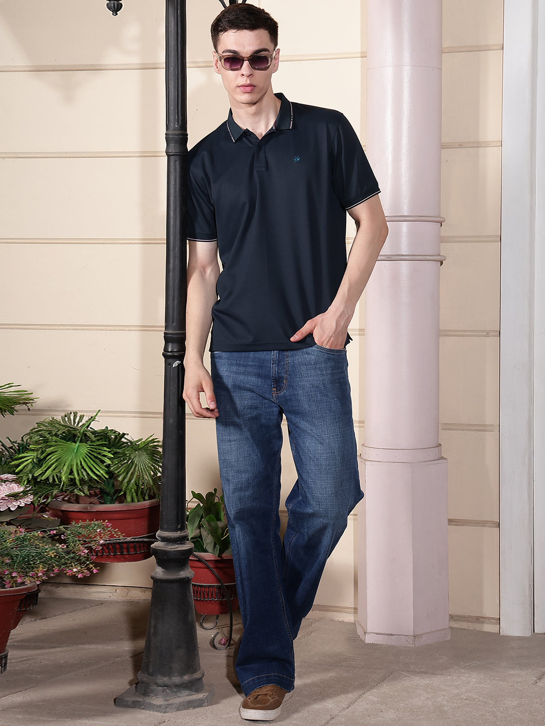 Navy Blue Polo Neck T-Shirt