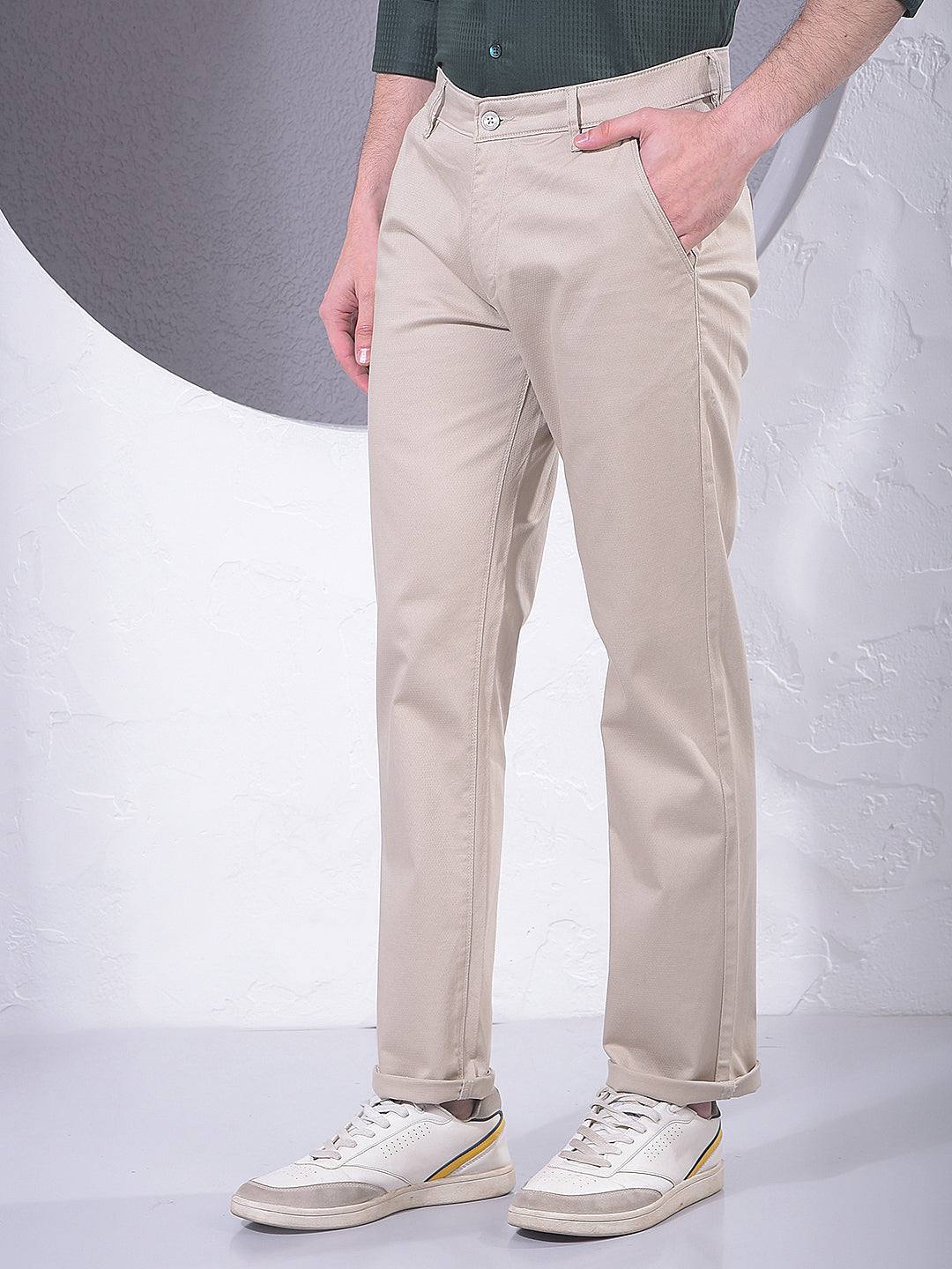 Smart Beige Straight Trousers