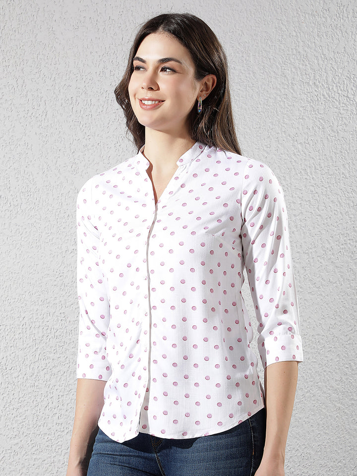 Pink Polka Dots V-Neck Shirt