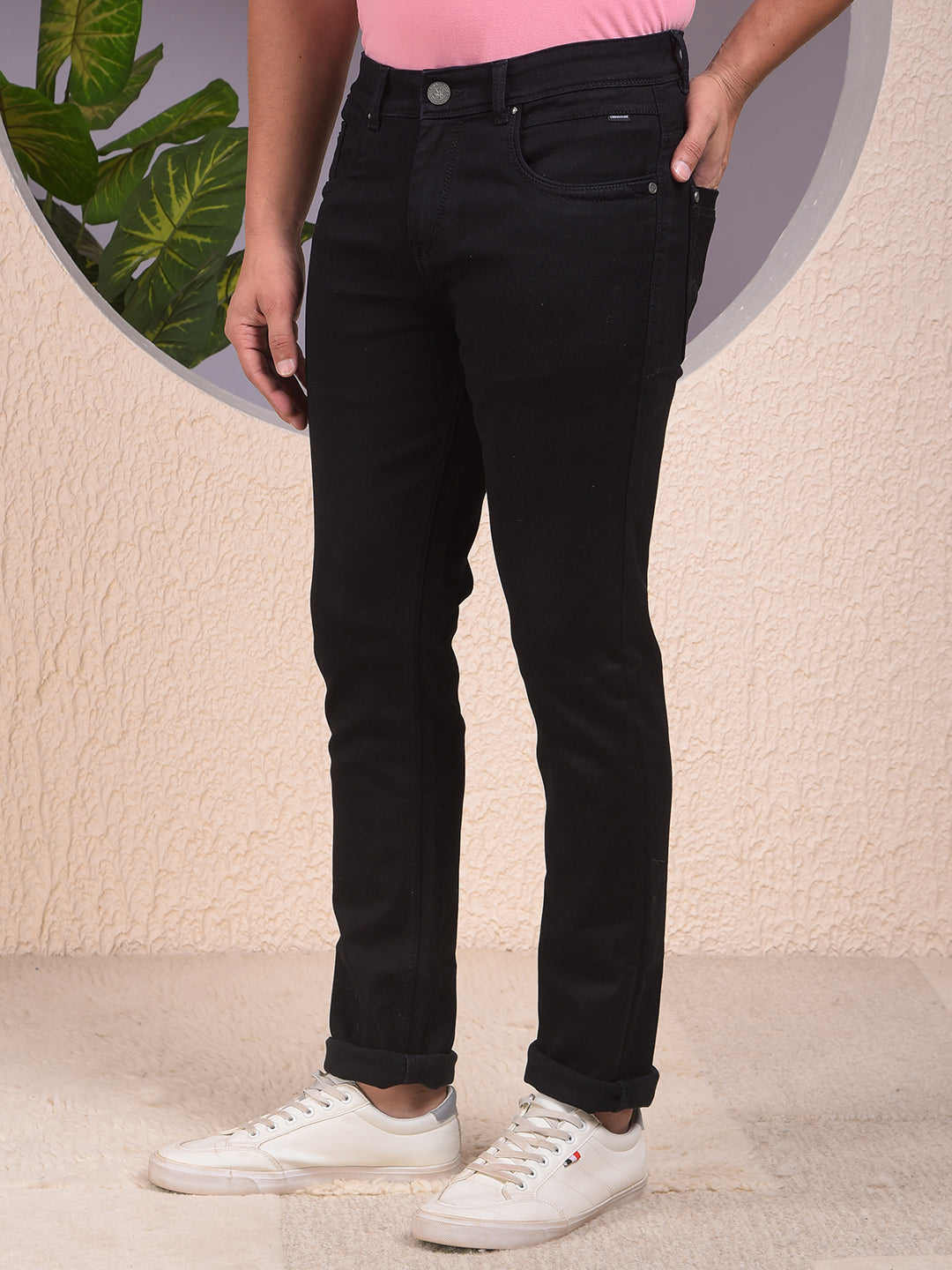 Trendy Dark Wash Black Jeans