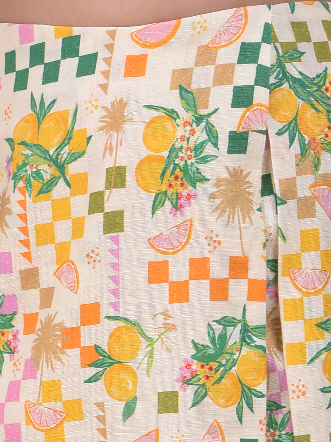 Multi-Color Floral Print Square Neck Sleeveless Linen Top