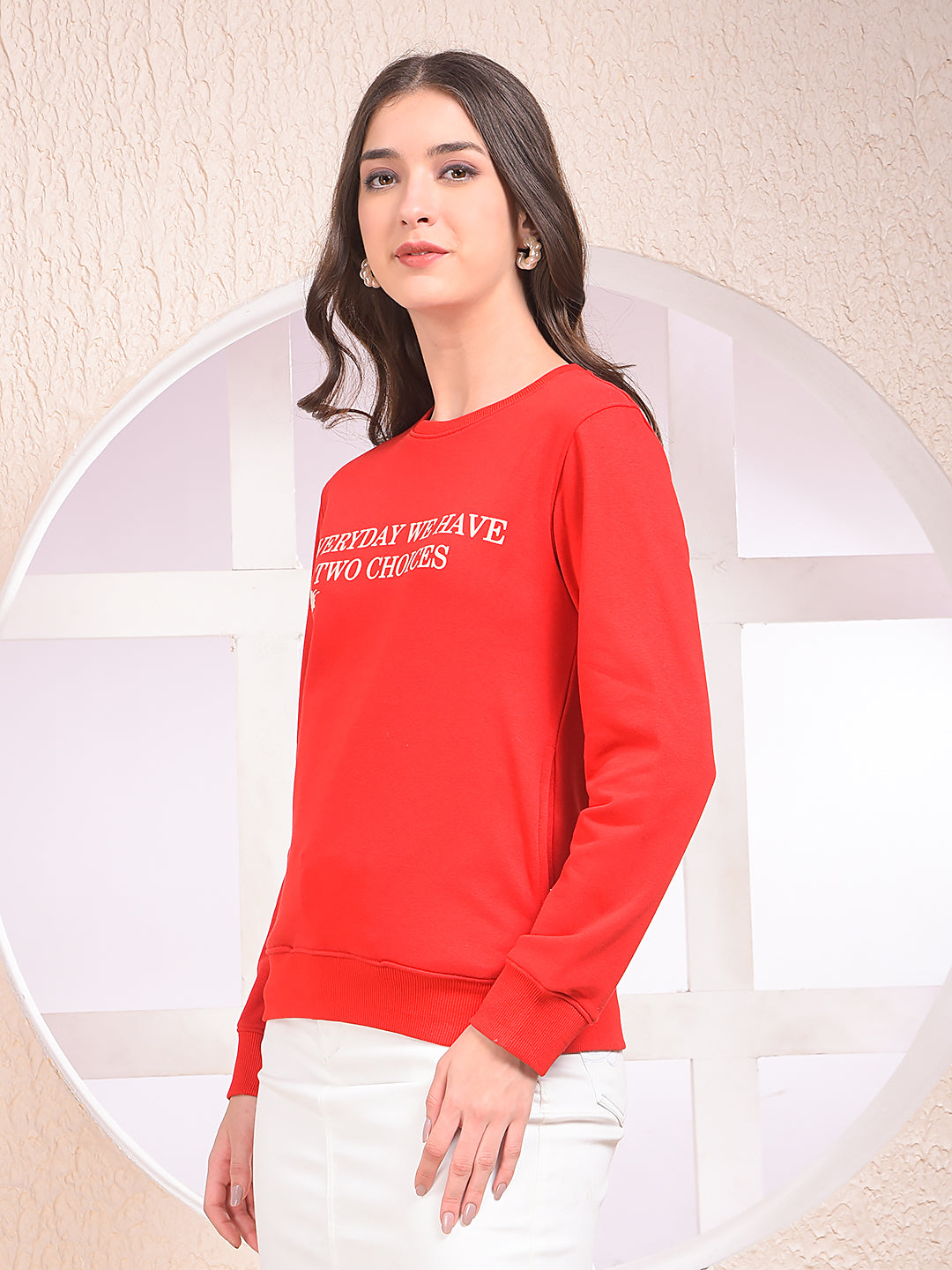 Red Graphic Print Sweatshirt