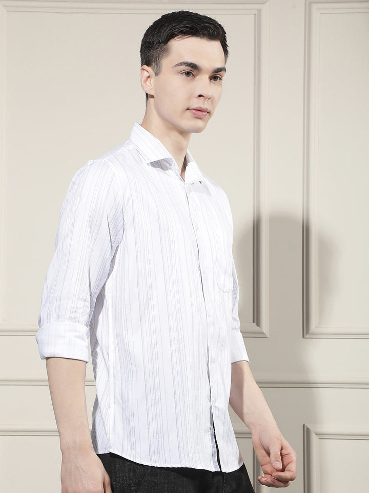 White Vertical Striped Shirt