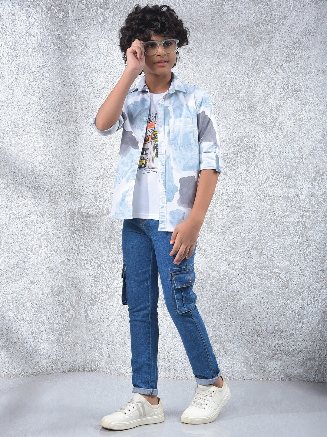 Green Abstract Print Shirt & T-Shirt 2-Piece Set 