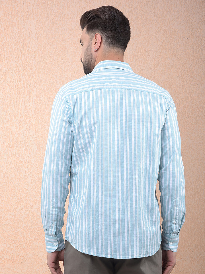 Green Vertical Stripes 100% Cotton Shirt