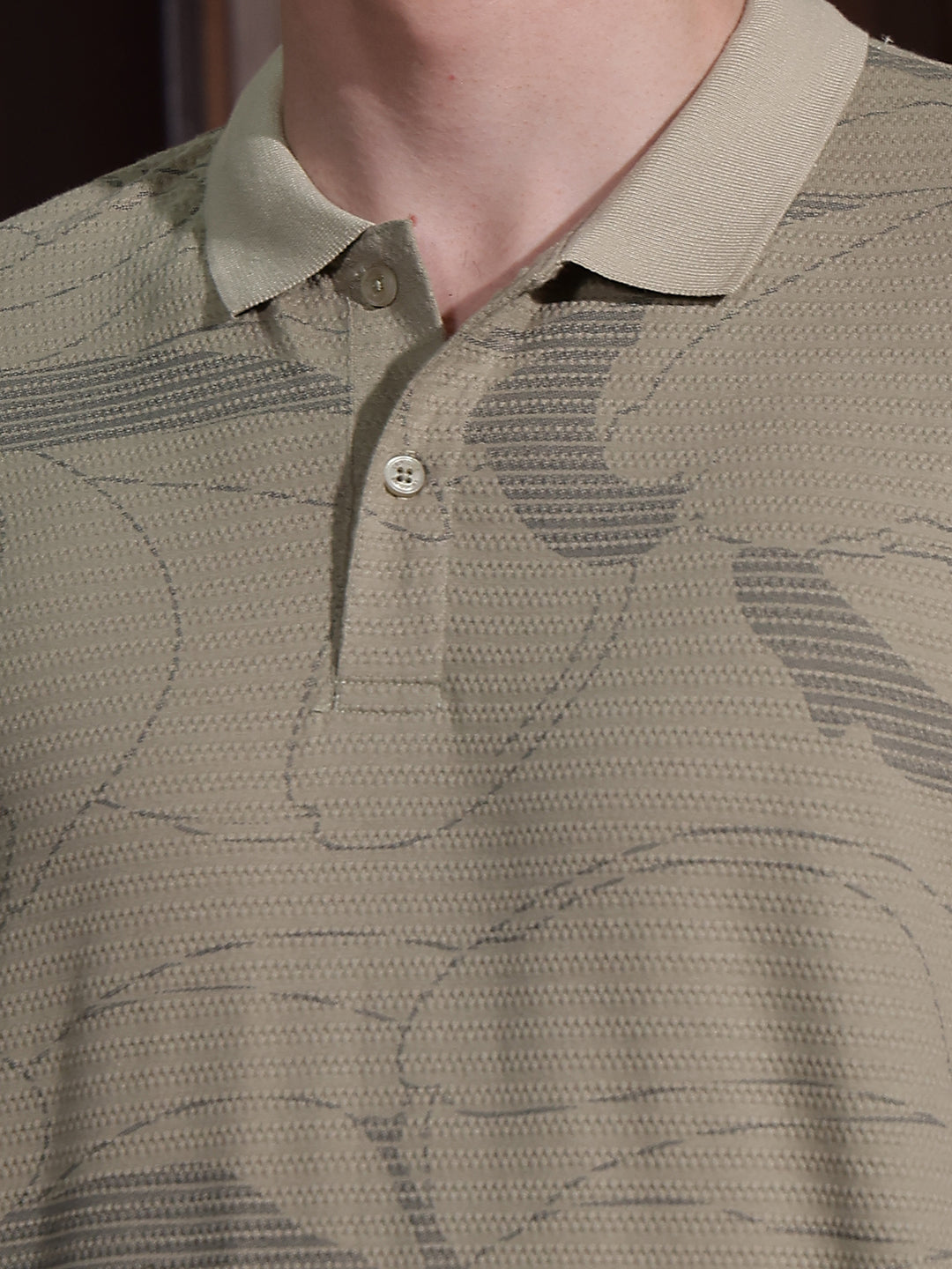 Green Floral Print Polo Neck T-Shirt