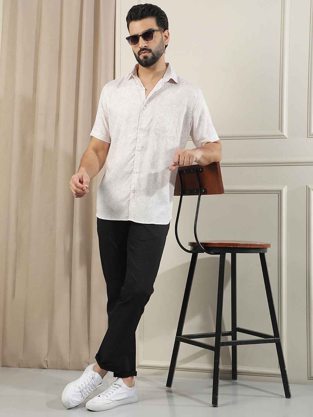 Classic Black Checked Casual Trousers