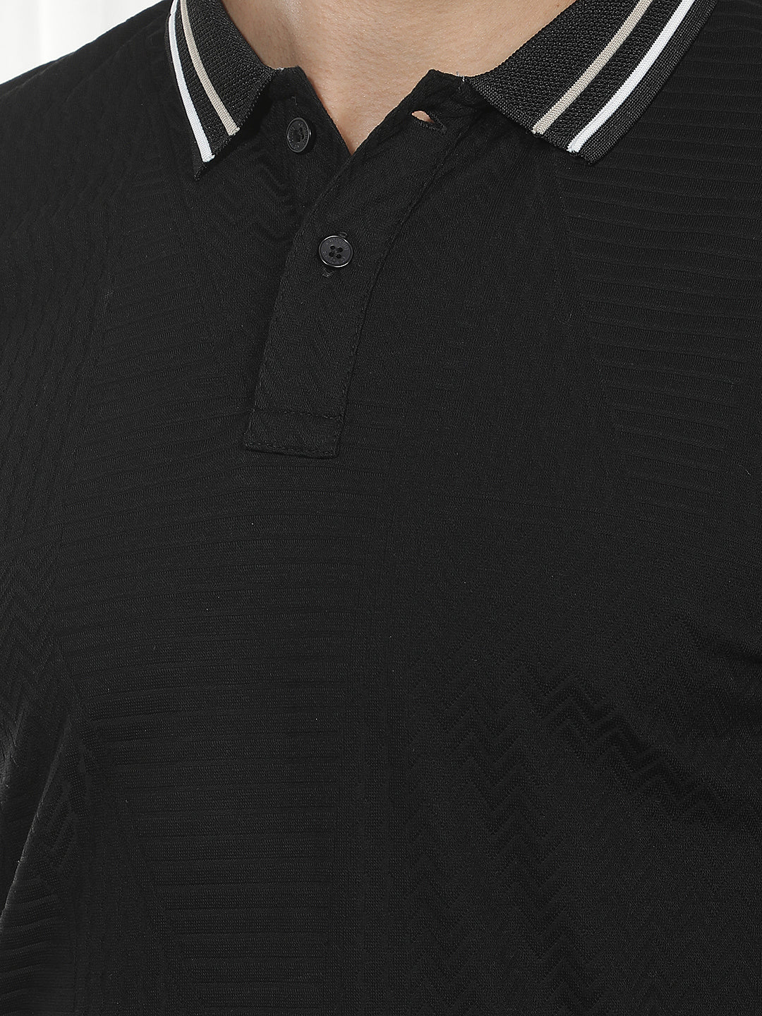 Black Jacquard Polo T-Shirt
