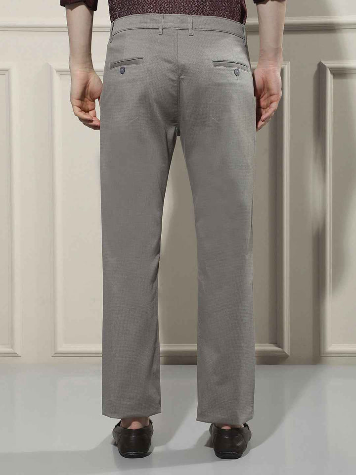 Grey Micro Textured Print Trousers
